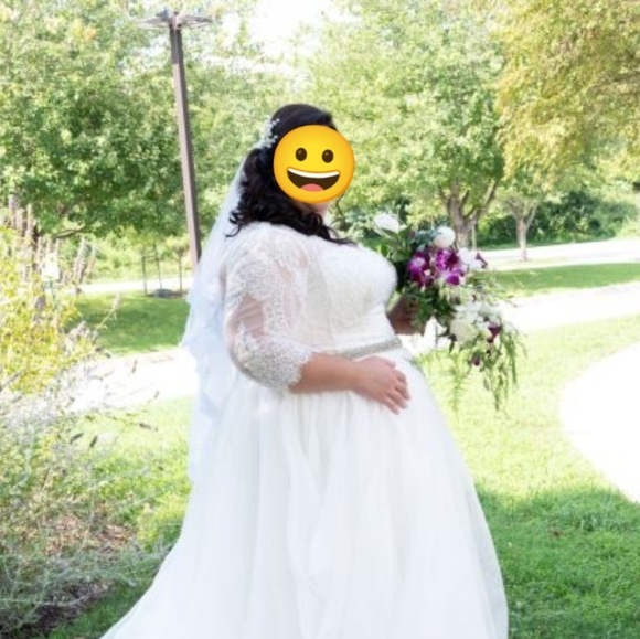 Ivory Plus Size Wedding Gown David's Bridal Size 22W - Picture 3 of 10